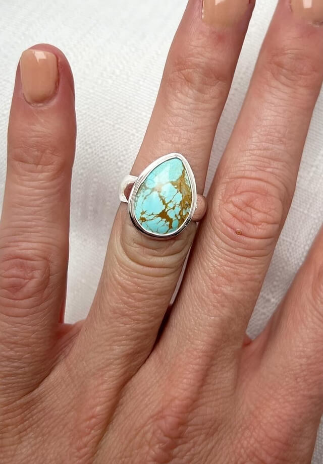 Amaroo Turquoise Tear Drop Ring Size 6