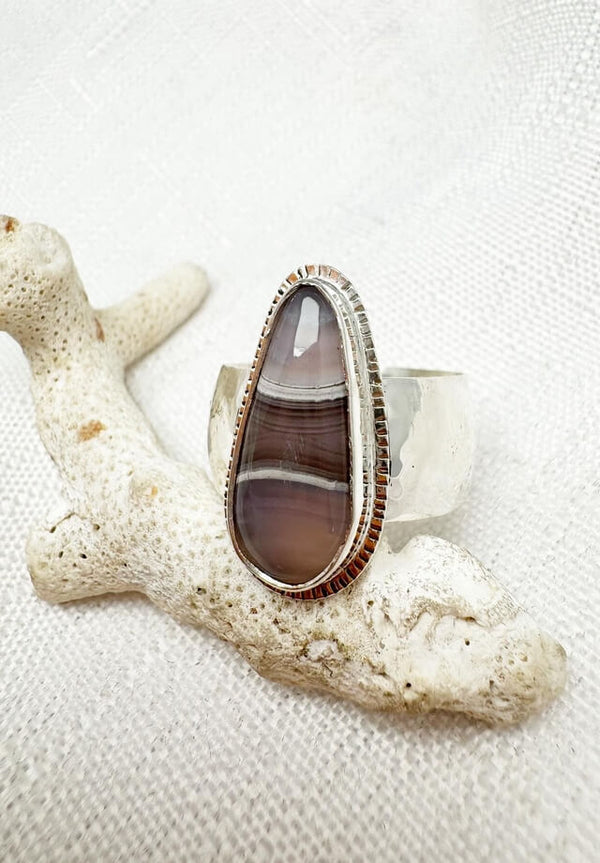 Purple Lace Agate Ring Size 10