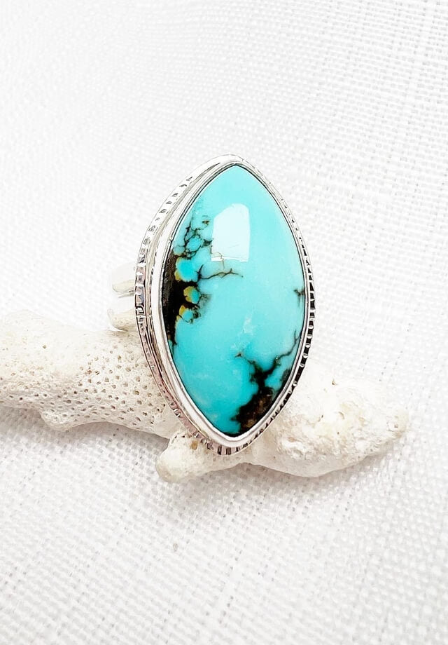 Sterling Silver Oval factory Turquoise Ring Size 8.5