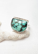 Turquoise Half Moon Ring Size 7.5