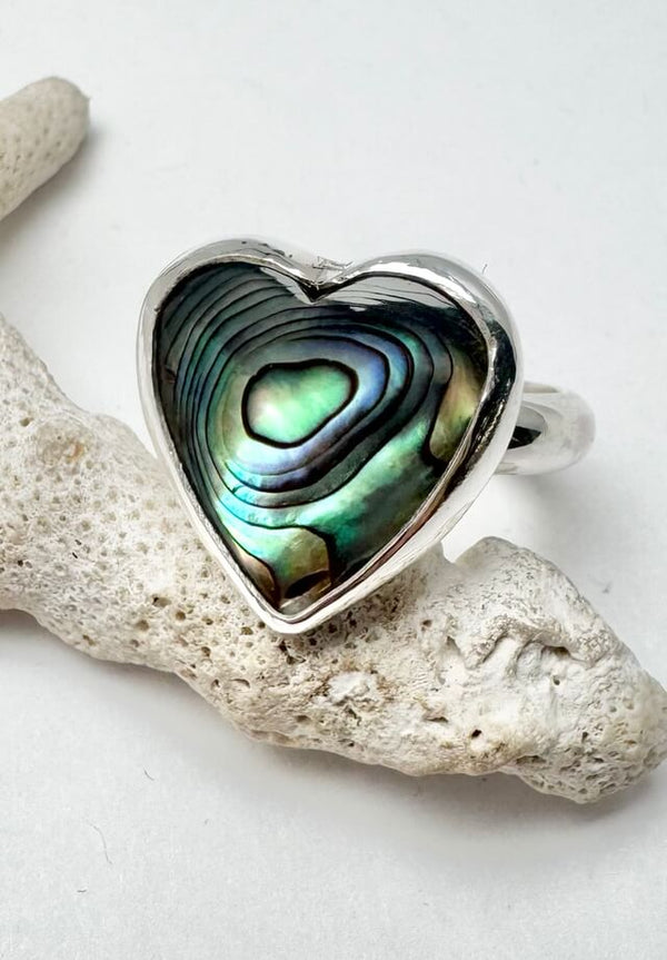 Abalone Heart Ring Size 9.25
