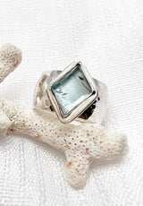 Aquamarine Diamond Ring Size 7