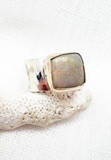 Boulder Opal Mixed Metal Ring Size 9