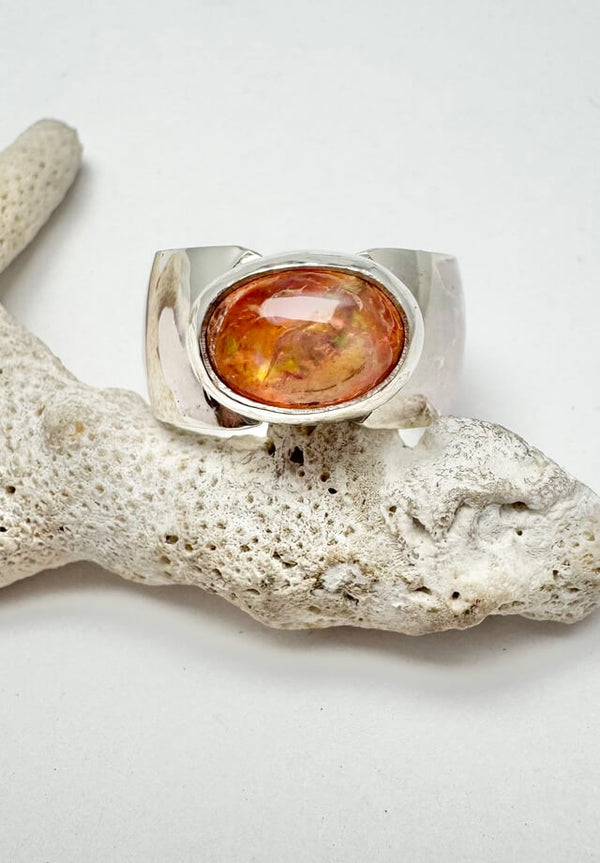 Mexican Fire Opal Ring Size 7.25
