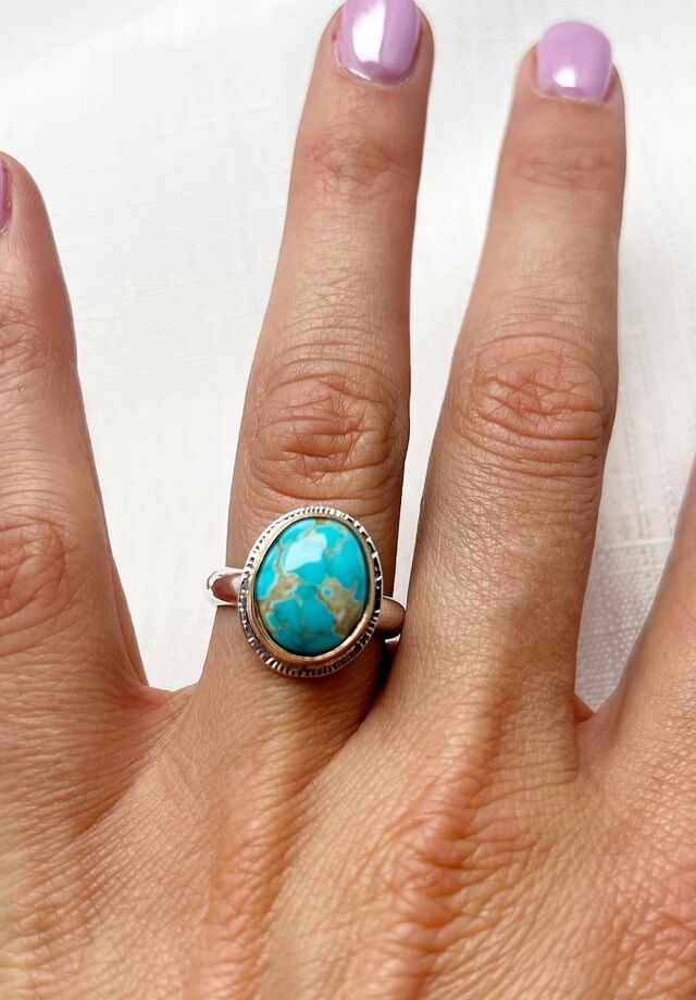 Royston Oval Turquoise Ring Size 8