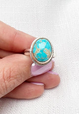 Royston Oval Turquoise Ring Size 8