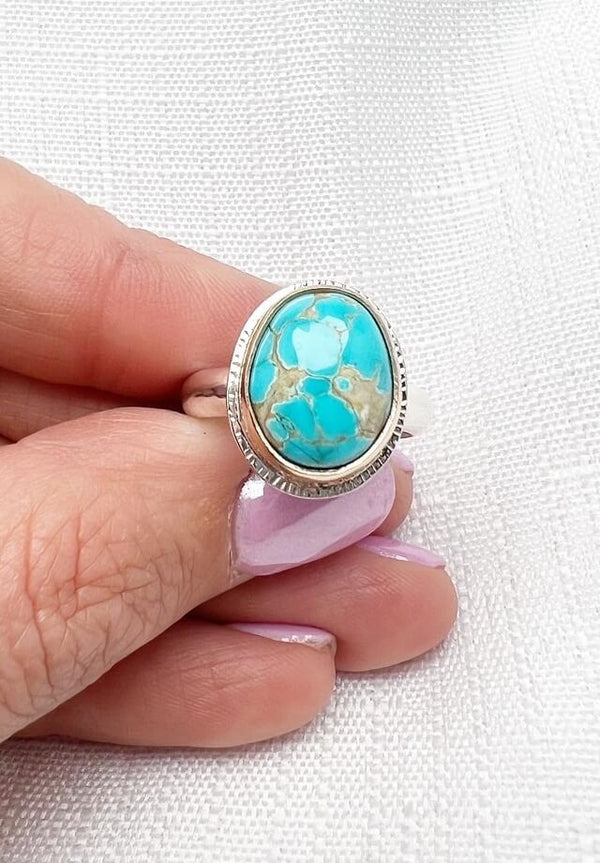 Royston Oval Turquoise Ring Size 8