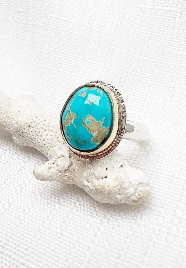 Royston Oval Turquoise Ring Size 8