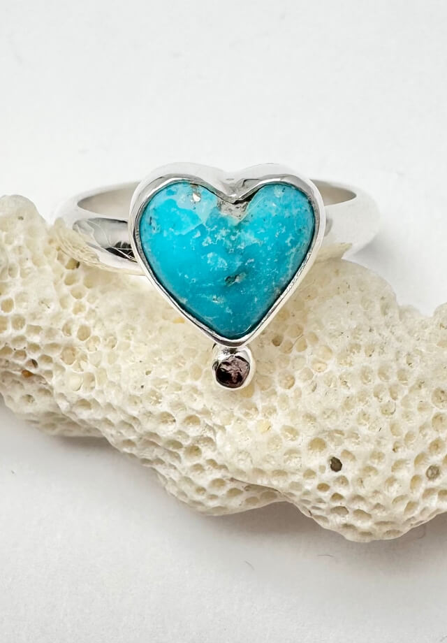 Morenci Turquoise Heart Ring Size 8