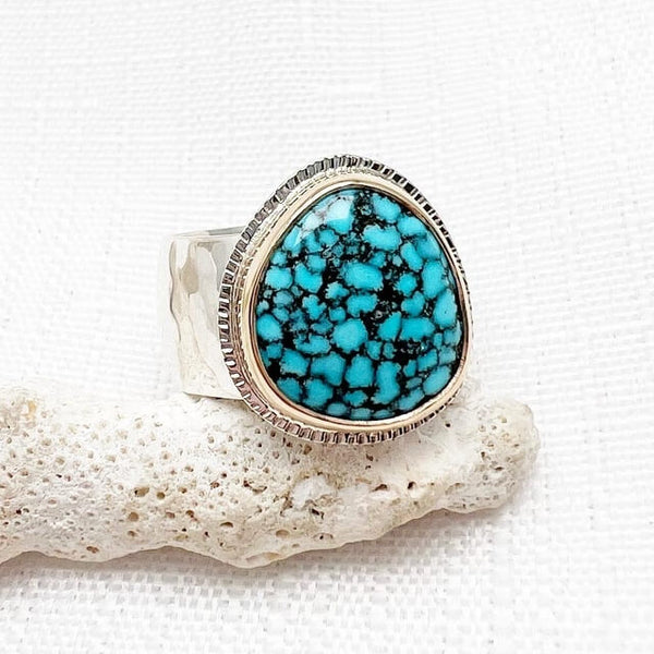 2024 Kingman Turquoise, Celebration Turquoise, and Copper Ring, size 8.25, NEW