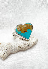 Kingman Turquoise Heart Ring Size 8