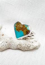 Kingman Turquoise Heart Ring Size 8