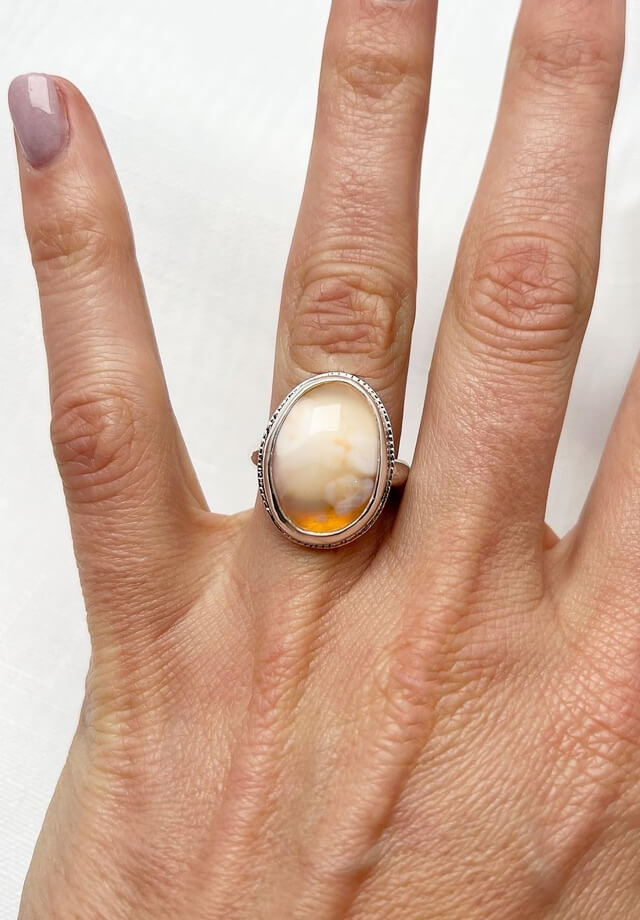Mexican Fire Opal Ring Size 7.75