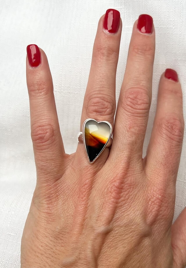 Montana Agate Heart Ring Size 7