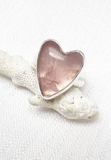 Rose Quartz Heart Ring Size 9