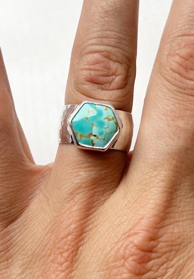 Turquoise Hexagon Ring Size