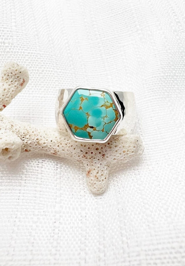 Turquoise Hexagon Ring Size