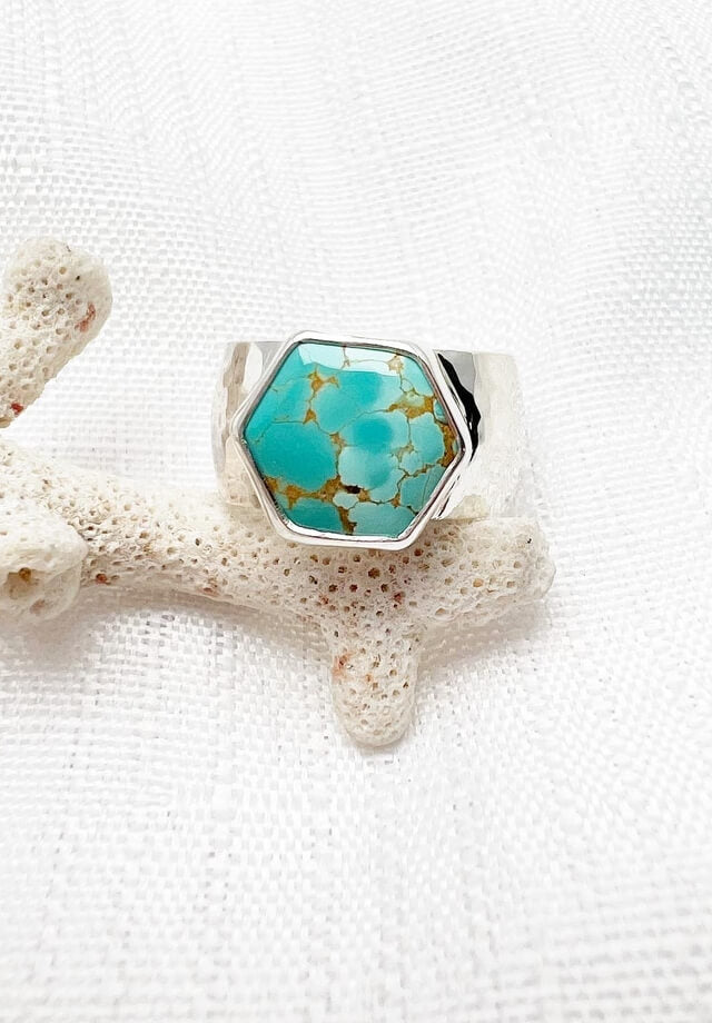 Turquoise Hexagon Ring Size