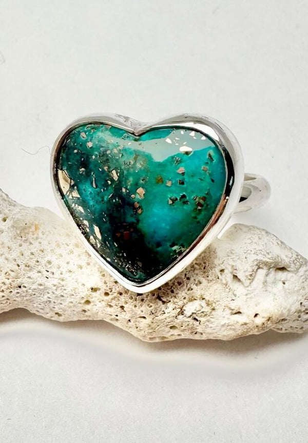 Turquoise Heart Ring Size 8