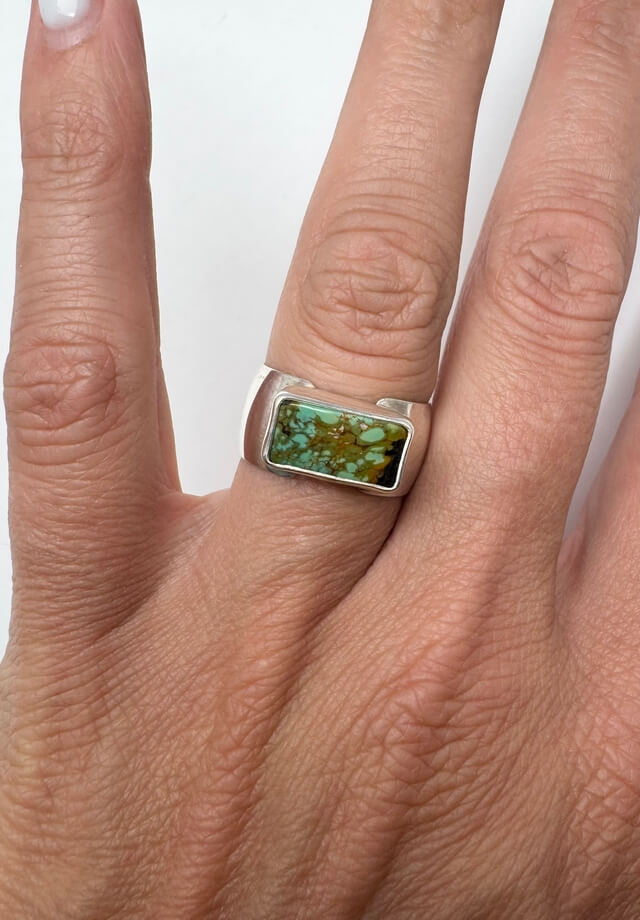 Turquoise Rectangle Ring Size 8