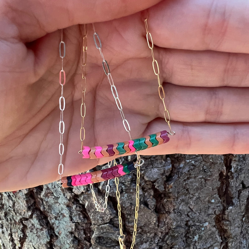 Chevron Rainbow Bead Necklace