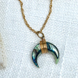 Crescent Abalone Moon Necklace