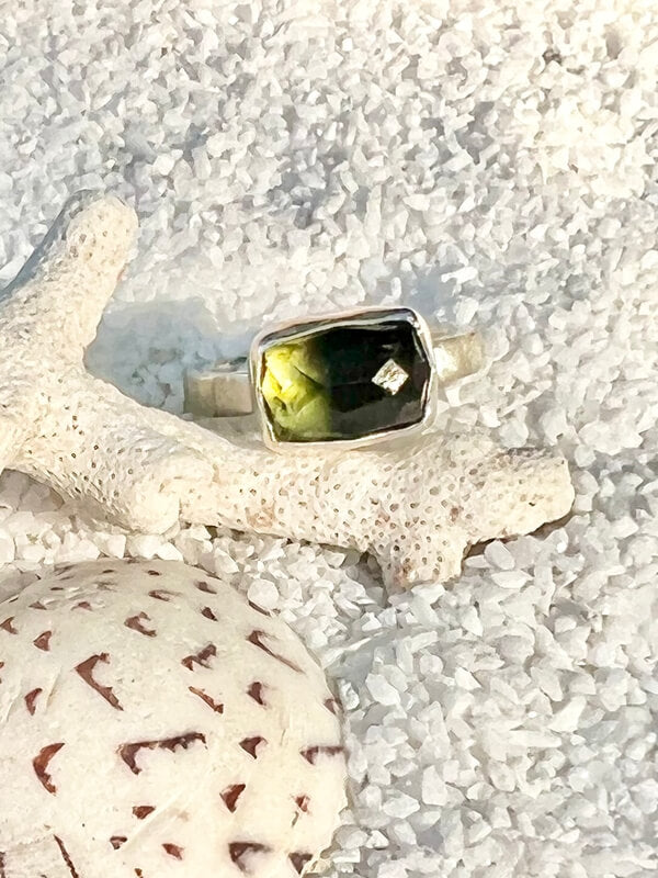 Green Ombré Tourmaline Ring Size 7.25