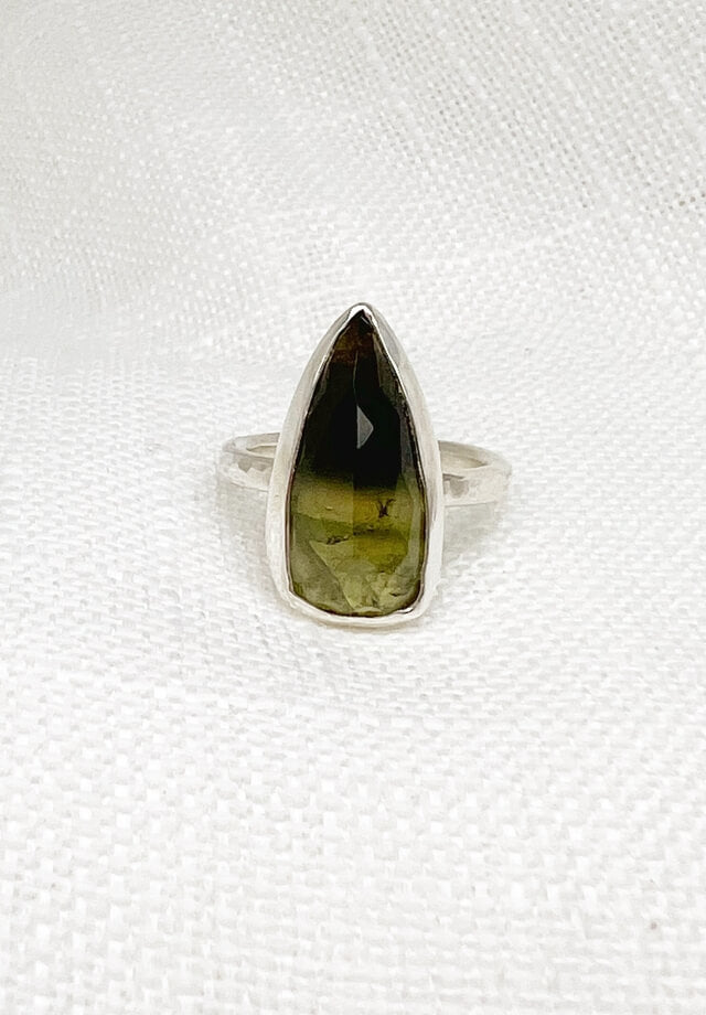 Green Ombré Tourmaline Ring Size 9