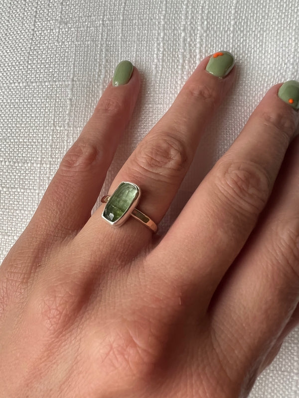 Green Tourmaline Ring Size 6.75