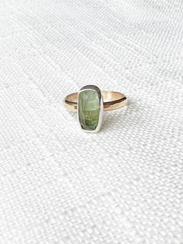 Green Tourmaline Ring Size 6.75