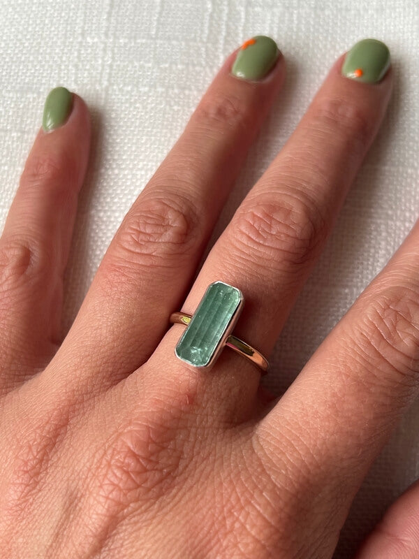 Lime Green Tourmaline Ring Size 9.25