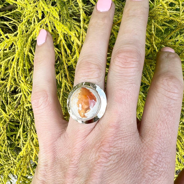 Mexican Opal Shield Ring Size 7