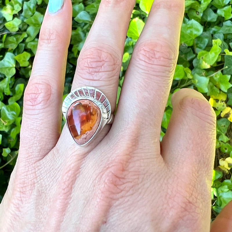 Mexican Fire Opal Ring Size 7.5