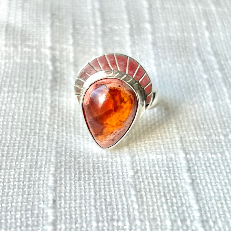 Mexican Fire Opal Ring Size 7.5