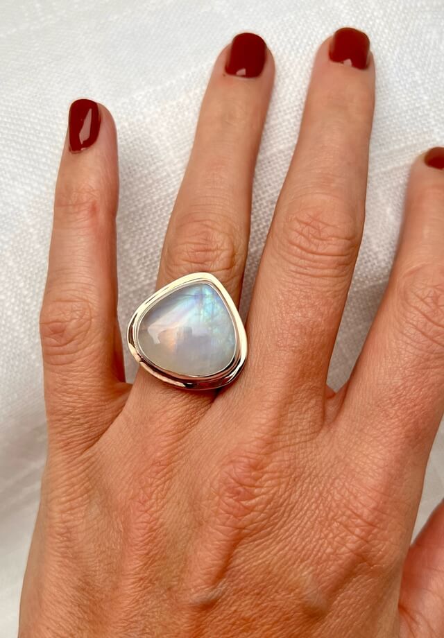 Moonstone Teardrop Ring Size 7