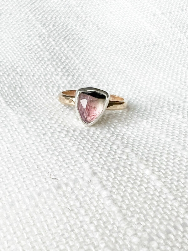 Pink Ombre Tourmaline Ring Size 8