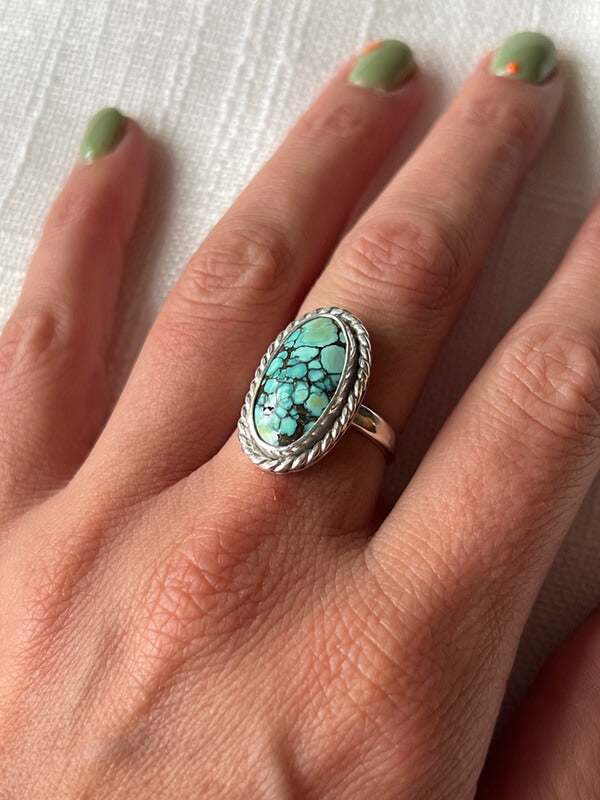 Turquoise Oval Ring  Size 8