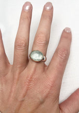 Aquamarine 14k gold Wrapped Ring Size 8.75