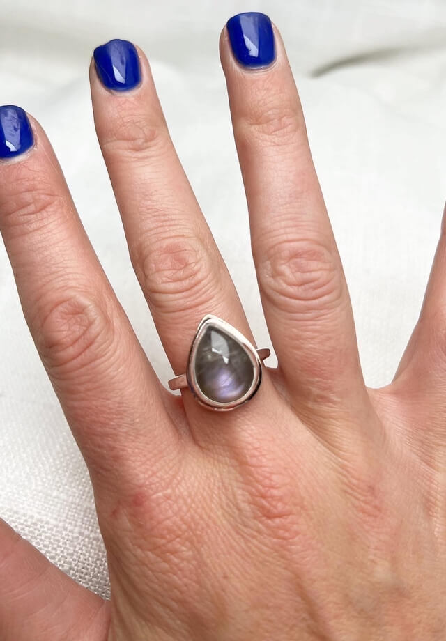 Teardrop Moonstone Ring Size