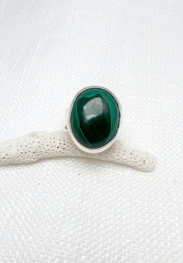Malachite Oval Ring Size 7