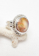 Round Fire Opal Ring Size 5.5