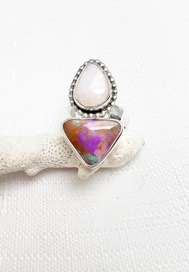 Opal 2 Stone Ring Size 7.25