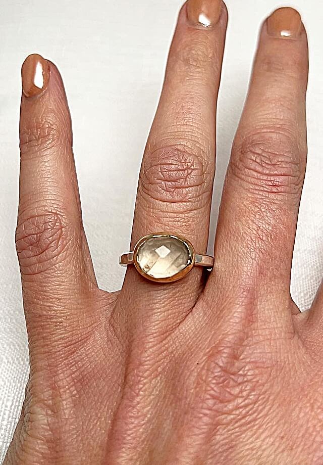 Rose Quartz Gold Ring Size 7.25