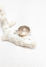 Rose Quartz Gold Ring Size 7.25