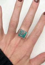 Persian Turquoise Square Ring Size 9
