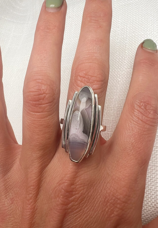 Purple Lace Agate Ring Size 9
