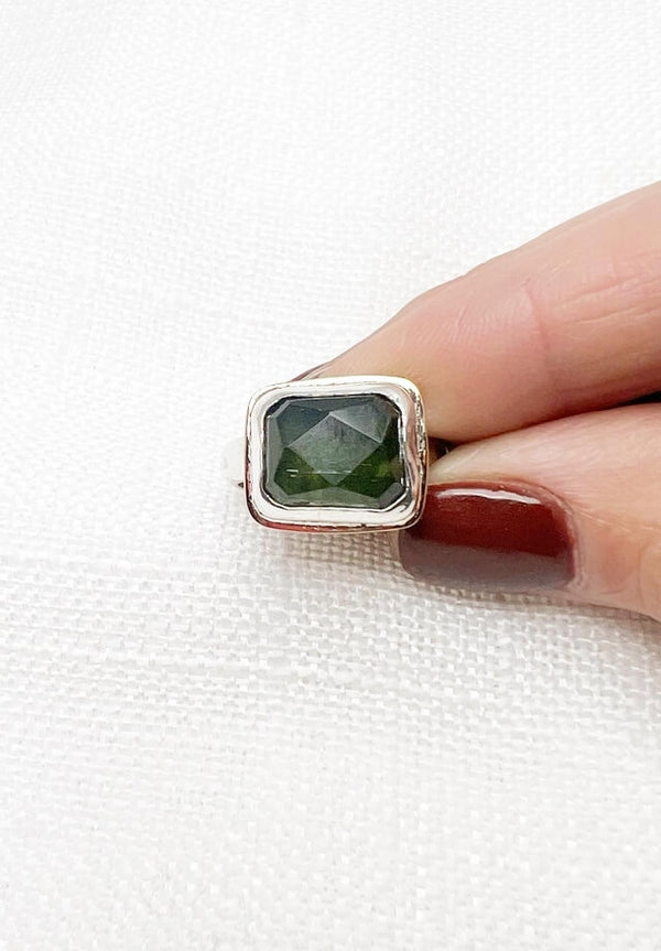 Tourmaline Square Ring Size 7.75