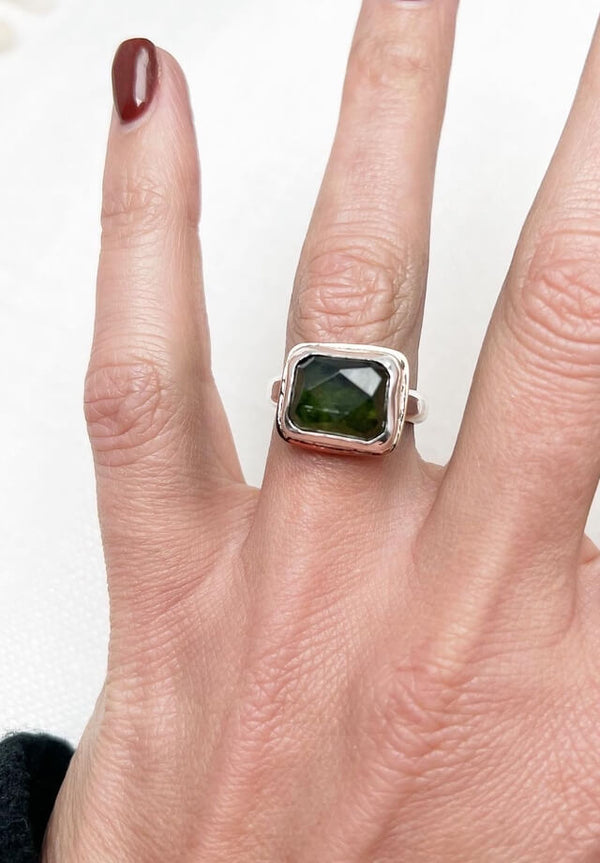 Tourmaline Square Ring Size 7.75