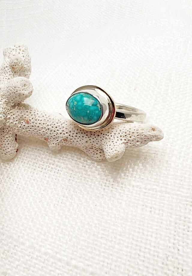 White Water Turquoise Ring Size 9