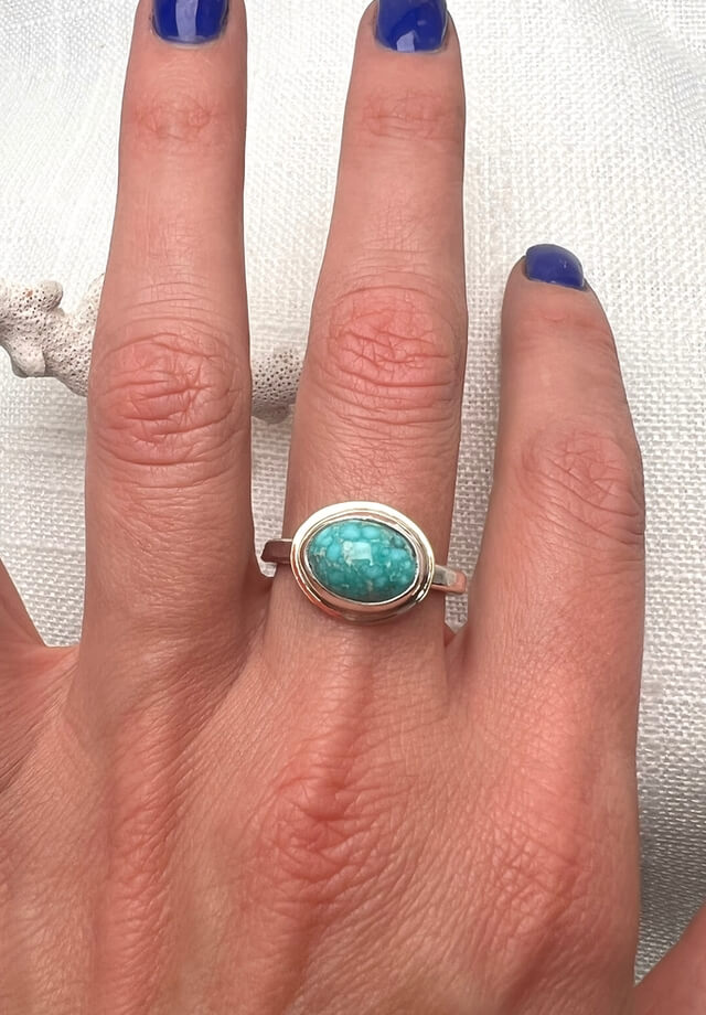 White Water Turquoise Ring Size 9